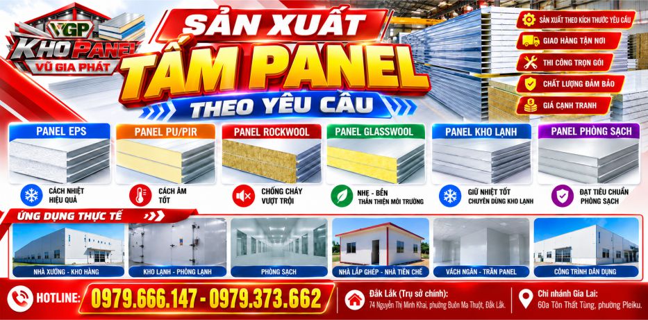 Kho Panel Vũ Gia Phát ở Đắk Lắk và Gia Lai